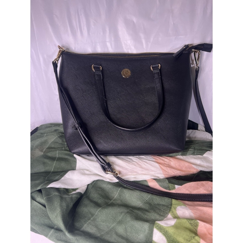 Anne Klein Satchel Crossbody Bag Black Zip Closure Sleek Beautiful - Picture 2 of 12